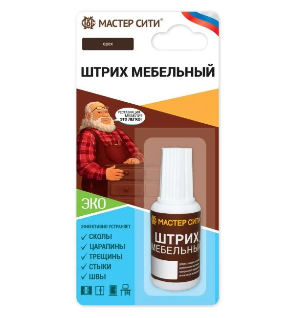 «Штрих мебельный орех тёмный 305 от МАСТЕР СИТИ» другое изображение товара — здесь только изображение без описания alt и title