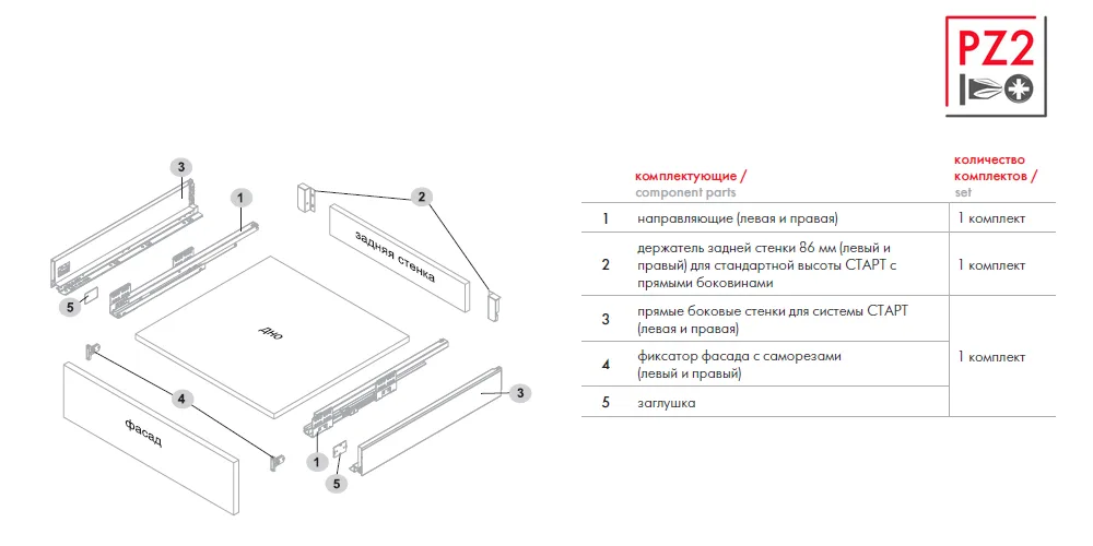 Прямые боковые стенки СТАРТ стандартной высоты SBDW11/GR/350