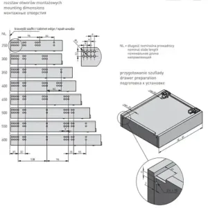 Направляющие скрытого монтажа GTV MODERN SLIDE полного выдвижения с выталкивателем (300)