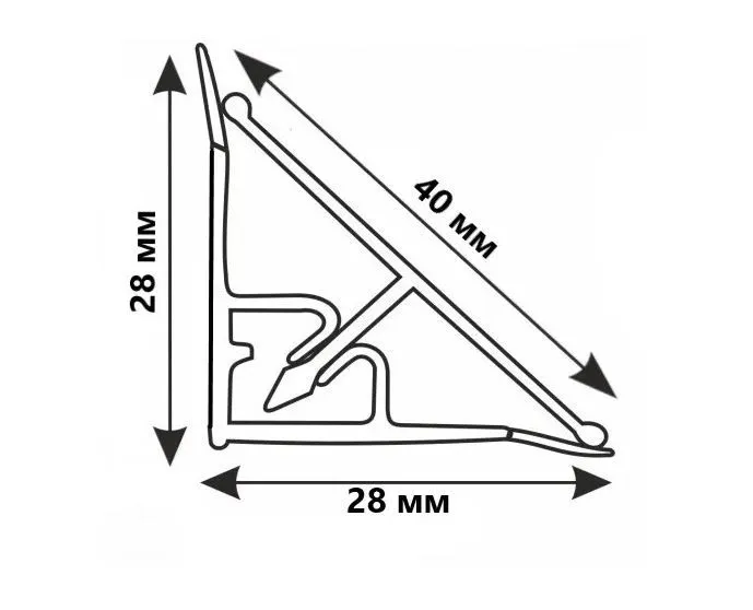 Плинтус алюминиевый ПЛАТО-С 3 метра серебро