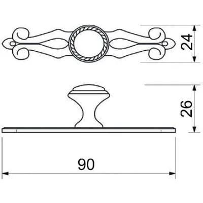 Мебельная ручка DGG36 + DSD36 AB античная бронза