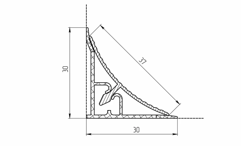 Плинтус алюминиевый ЭЛИТ-2 вогнутый 3 метра бронза