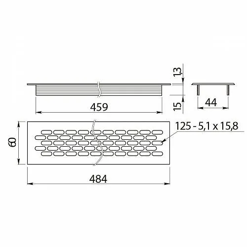 Решетка вентиляционная 480*60 мм (Алюминий)
