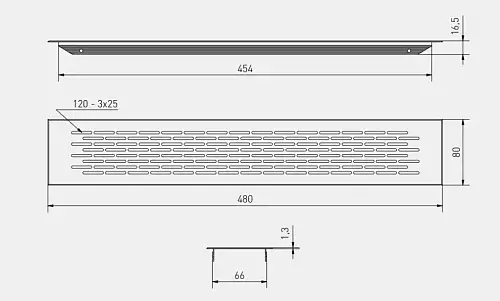 Решетка вентиляционная 480*80 мм (Алюминий)