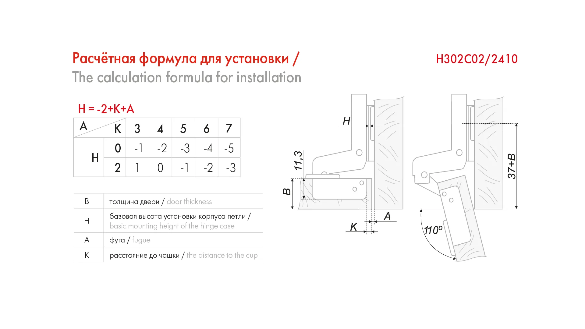 Мебельная петля H302C02/2412