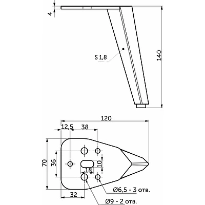 Опора STATE Н-140 хром матовый