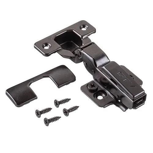 Петля GTV SILENTO PRO с доводчиком полунакладная c эксцентриковой регулировкой без еврошурупа c 3D регулировкой CLIPON ЧЕРНАЯ