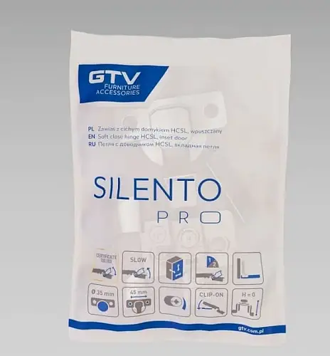 Петля GTV SILENTO PRO с доводчиком внутренняя c эксцентриковой регулировкой без еврошурупа с 3D регулировкой CLIPON