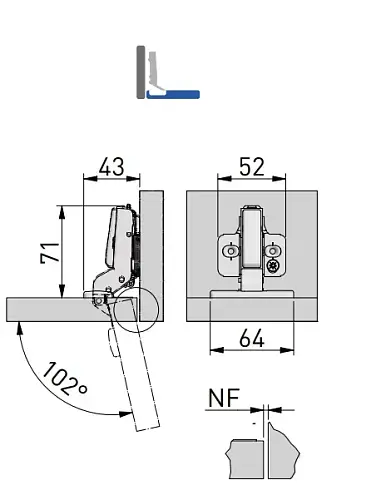 Петля GTV SILENTO PRO с доводчиком внутренняя c эксцентриковой регулировкой без еврошурупа c 3D регулировкой CLIPON ЧЕРНАЯ