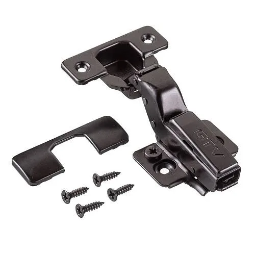 Петля GTV SILENTO PRO с доводчиком внутренняя c эксцентриковой регулировкой без еврошурупа c 3D регулировкой CLIPON ЧЕРНАЯ