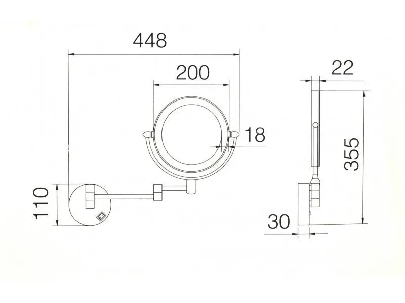 Зеркало увеличительное настенное с LED подсветкой 3-х кратное увеличение Ledeme L6508D