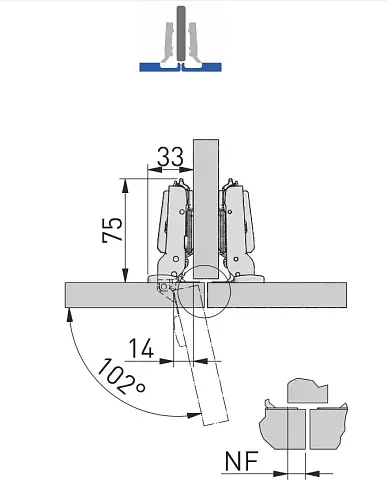 Петля GTV SILENTO PRO полунакладная БЕЗ пружины без еврошурупа с 3D регулировкой CLIPON