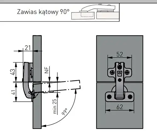 Петля накладная GTV +90 градусов БЕЗ пружины с ответной планкой H-2 45 мм с еврошурупом