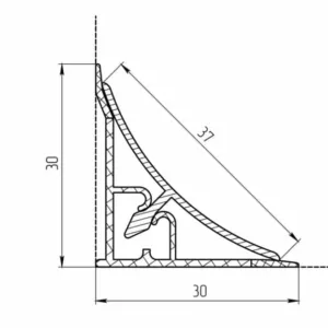 Плинтус алюминиевый ПЛАТО-2 вогнутый 3 метра серебро