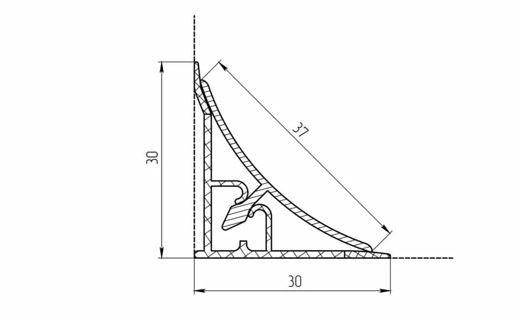 Плинтус алюминиевый ПЛАТО-2 вогнутый 3 метра серебро