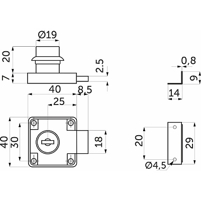 Замок мебельный 138 золото