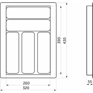 Лоток вкладыш для столовых приборов 400 BASIC 320*430 серый