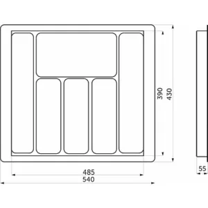 Лоток вкладыш для столовых приборов 600 TR-03 (540*430*55) (серый)