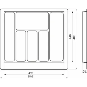 Лоток вкладыш для столовых приборов 600 TR-04 (540*485*55) (серый)