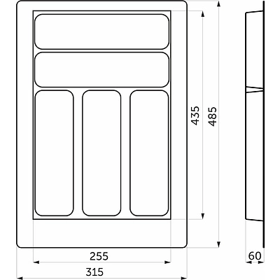 Лоток вкладыш для столовых приборов 400 BASIC 315*485 белый