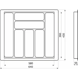 Лоток вкладыш для столовых приборов 700 TR-02 (640*430*55) (белый)