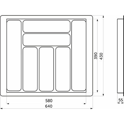 Лоток вкладыш для столовых приборов 700 BASIC 635*435*55 (белый)