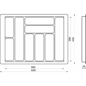 Лоток вкладыш для столовых приборов 700 TR-03 (640*430*55) (серый)