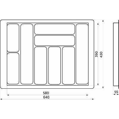 Лоток вкладыш для столовых приборов 700 TR-03 (640*430*55) (серый)