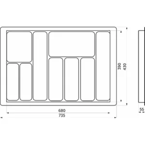 Лоток вкладыш для столовых приборов 800 LINER 735*430*55 (белый)