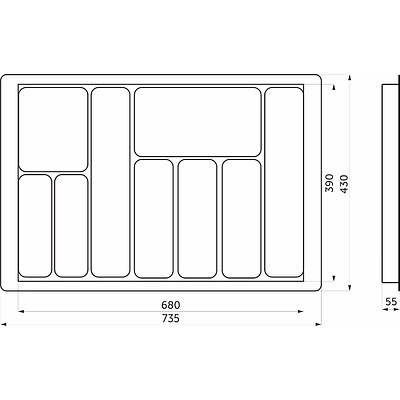 Лоток вкладыш для столовых приборов 800 LINER 735*430*55 (белый)