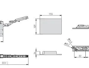 Подъёмник GTV HORIZON soft close средний коэффициент подъемной силы 1100-2250 высота фасада 300-650 мм белый