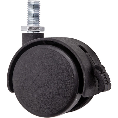 Мебельное колесо д. 40 с резьбой М8 со стопом Изображение мебельного колеса с резьбой и стопом|