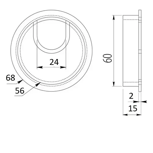 Пропуск для кабеля круглый металл с ресничкой д. 80 GTV матовый хром изображение третьего ракурса пропуска для кабеля|