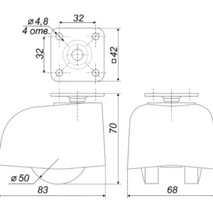 Мебельная опора N112BL/BL.3