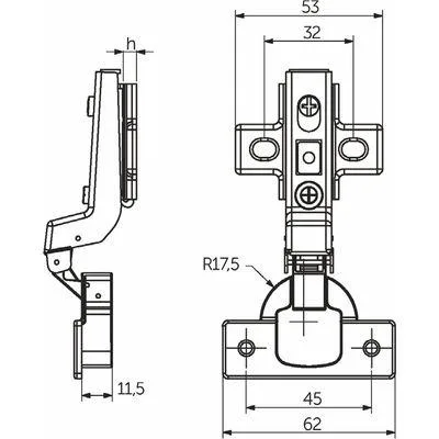Петля внутренняя без пружины clipon д. 35 GTV — купить в Минске Петля внутренняя без пружины clipon д. 35 GTV — купить в Минске