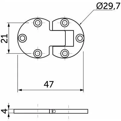 Петля секретерная металлическая хром GTV (изображение 2). Изображение петли секретерной металлической хром GTV в другом ракурсе