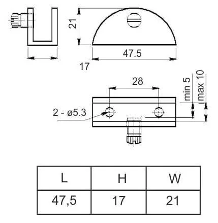 Собранное крепление для стекла WP2710 крепление в собранном виде —