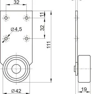 Колесо ролик на широкой пластине