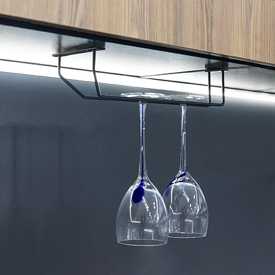 Держатель бокалов однорядный чёрный