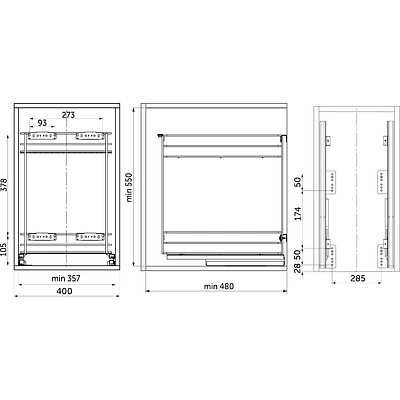 Карго нижнего крепления NORWIG на направляющих скрытого монтажа с доводчиком с 3D-регулировкой (300 мм)