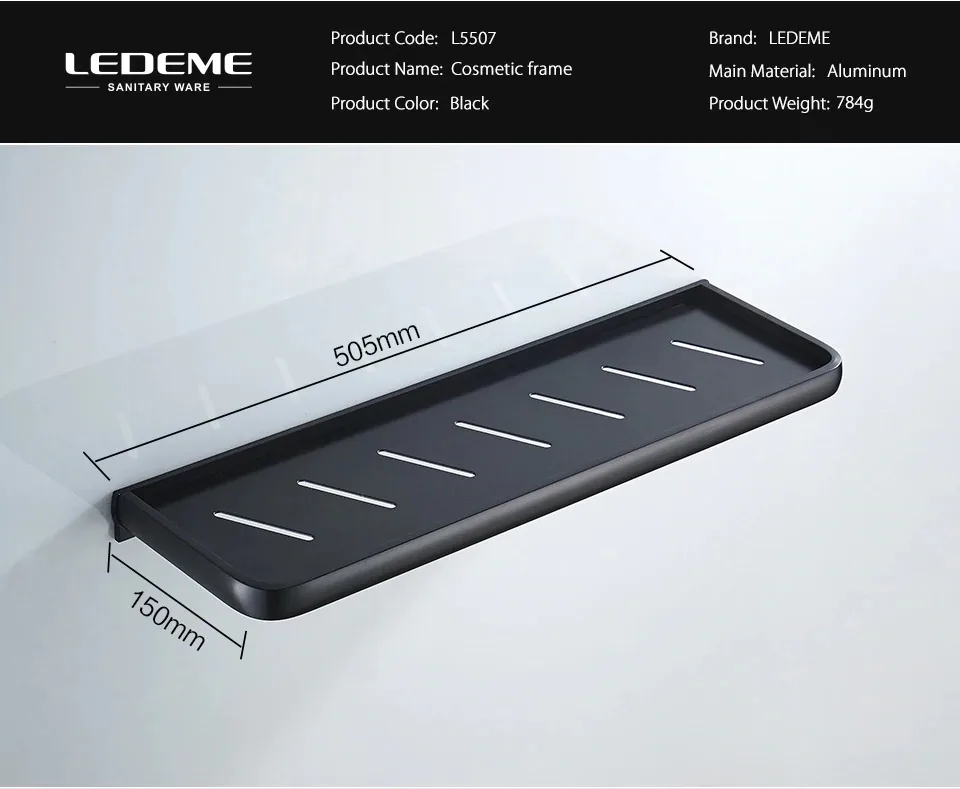 Полка для ванной Ledeme L5507 черный