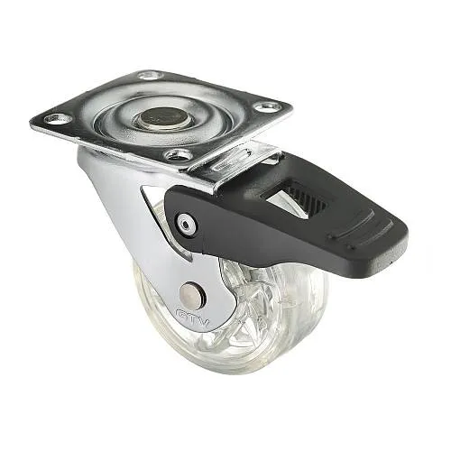 Мебельное колесо полиуретановое д.50 со стопом GTV