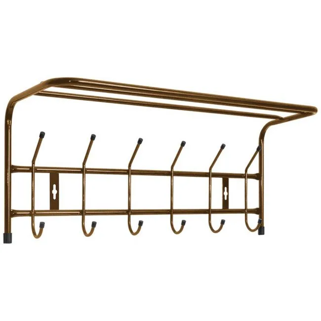 Вешалка настенная 6 крючков с полкой ВП6 медь