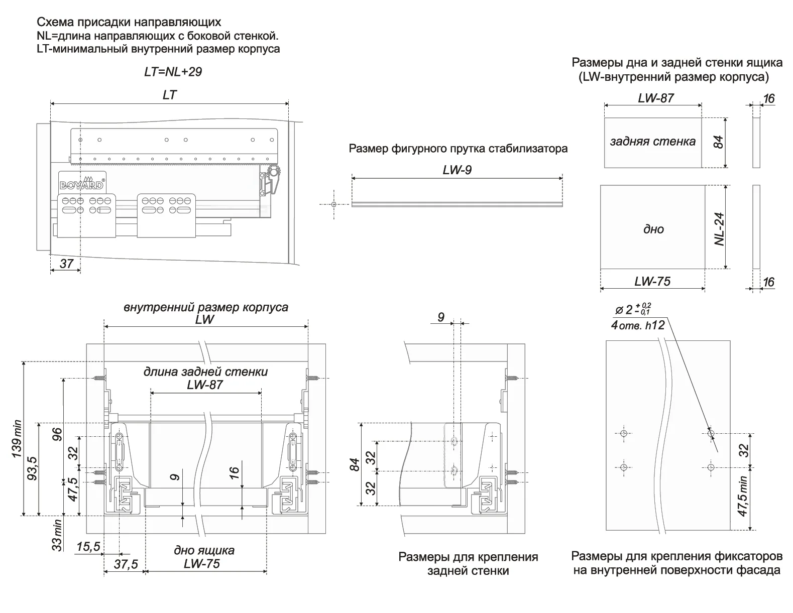 Стабилизатор движения широких ящиков SWIMBOX SBS01/450