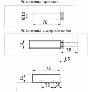 TIPON толкатель усиленный с магнитным наконечником серый