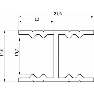 Крупный план соединительного алюминиевого профиля СЕНАТОР. Крупный план соединительного профиля