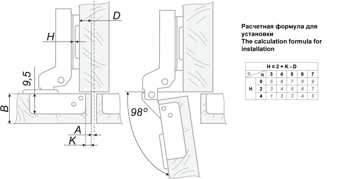 Мебельная петля H405B21/1310