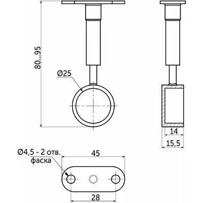 Регулировочный механизм держателя дистанционного непроходного. Крупный план держателя с указанием регулировочного механизма
