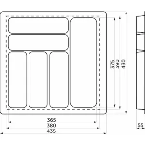 Лоток вкладыш для столовых приборов 500 BASIC 435*430 серый