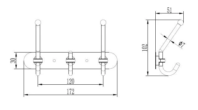 Крючок для ванной Ledeme L201-3 в другом ракурсе. Ещё одно изображение крючка для ванной Ledeme L201-3